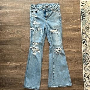 American eagle flare ripped jeans